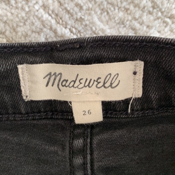 Madewell Washed Black Denim Mini Skirt Womens Size 26 High Rise Button Front - Picture 3 of 9
